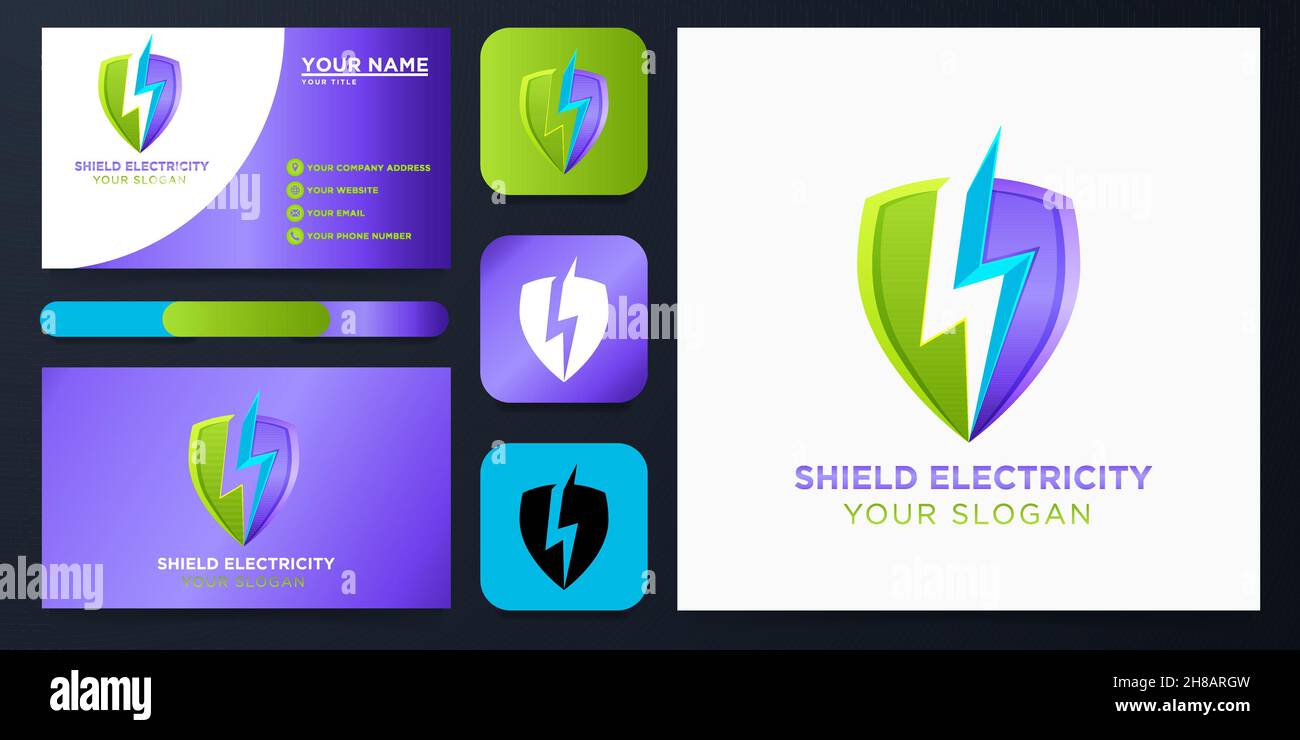 Schild Mit Thunder Bolt Logo Stock Vektor