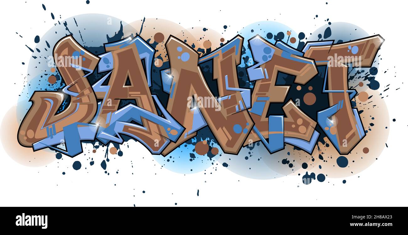 Graffiti Styled Name Design - Janet Coole, gut lesbare Graffiti-Kunst Stock Vektor