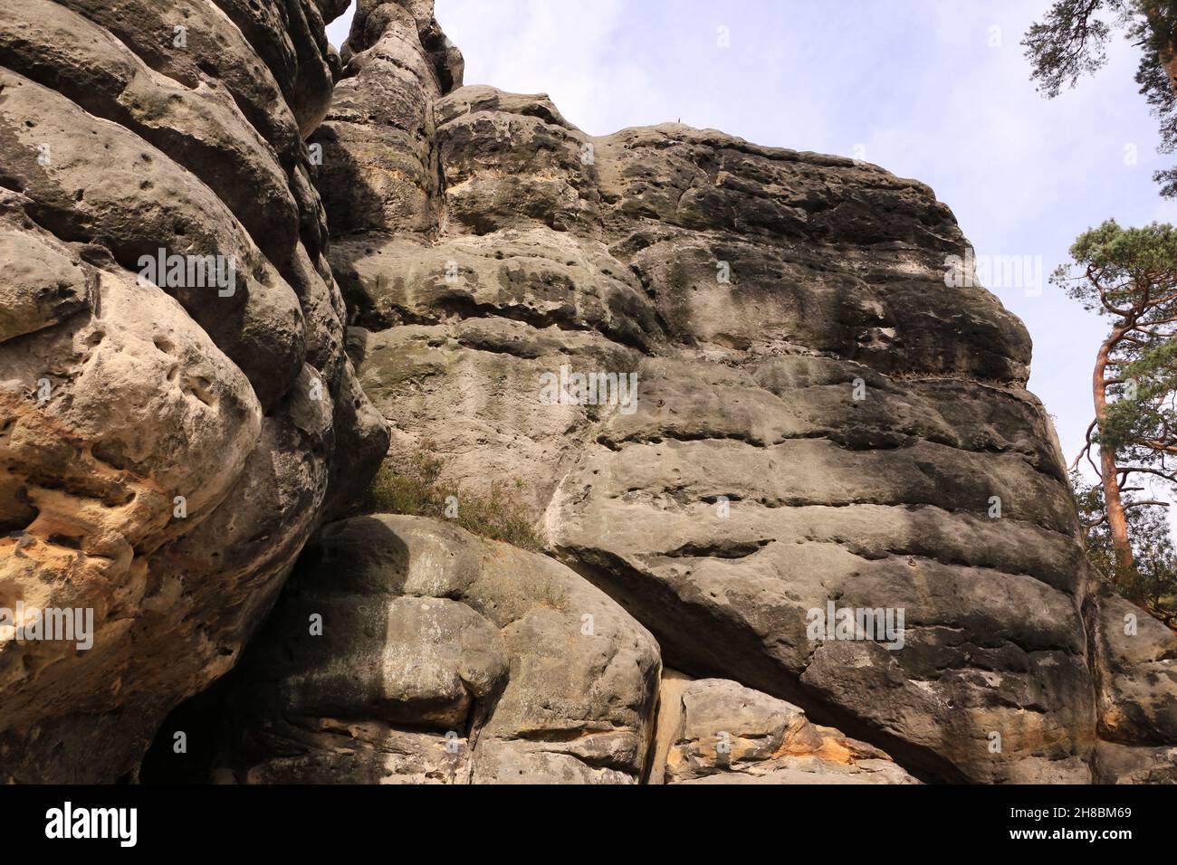 Impressionen von dem Naturdenkmal 'Kuhstall' in der Sächsischen Schweiz Stockfoto