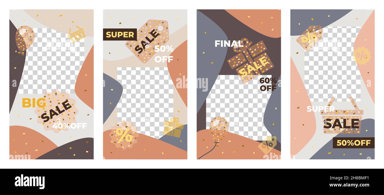 Verkaufshintergrund. Vector Verkauf für Social-Media-Geschichten. Sale Banner im flachen Stil Stock Vektor