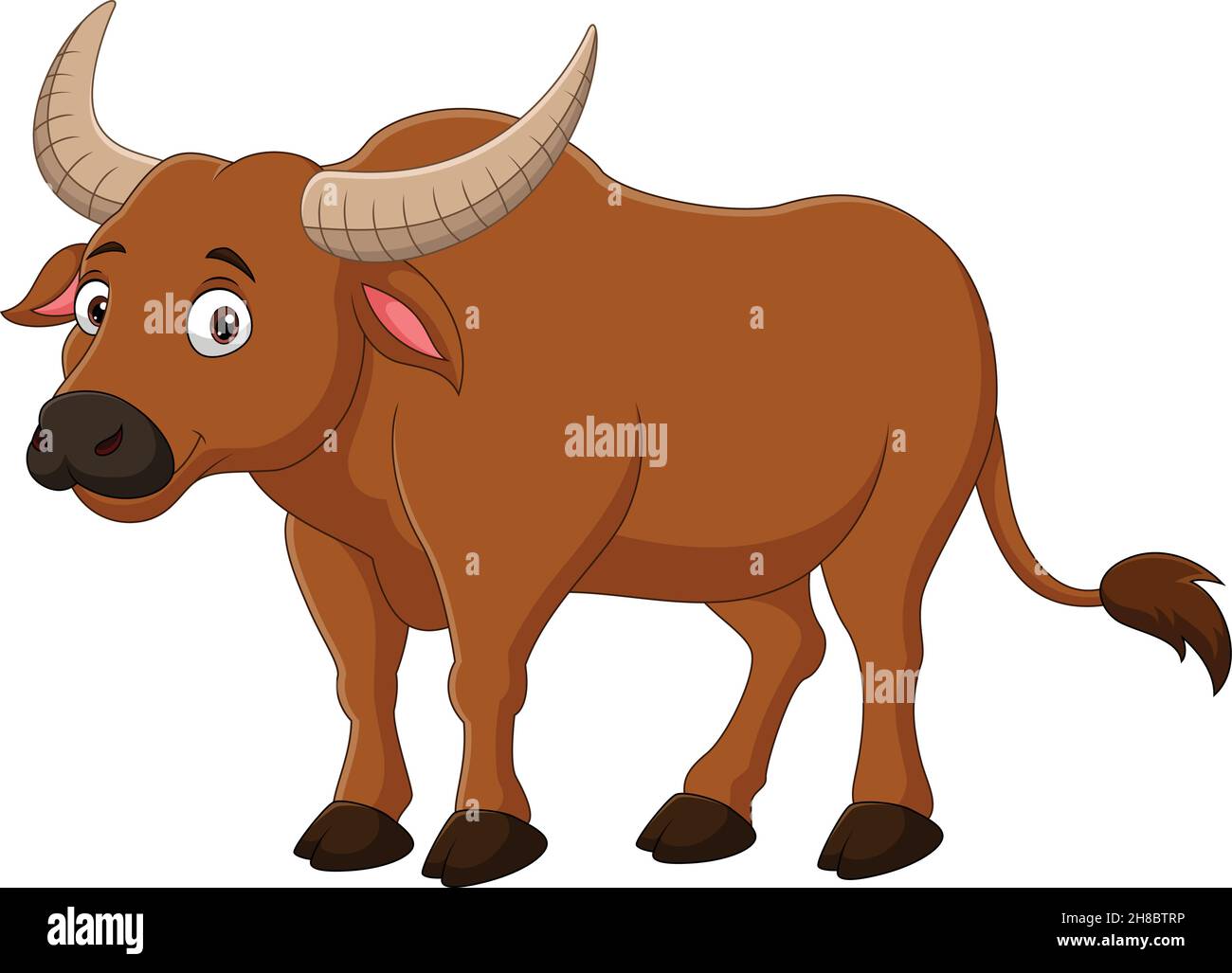 Cartoon Büffel auf weißem Hintergrund Stock Vektor