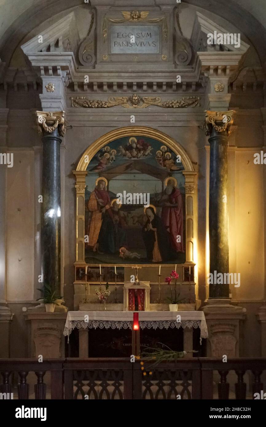 San Secondiano Kathedrale, Gemälde, Orange Flagge Auszeichnung, Chiusi, Toskana, Italien, Europa Stockfoto