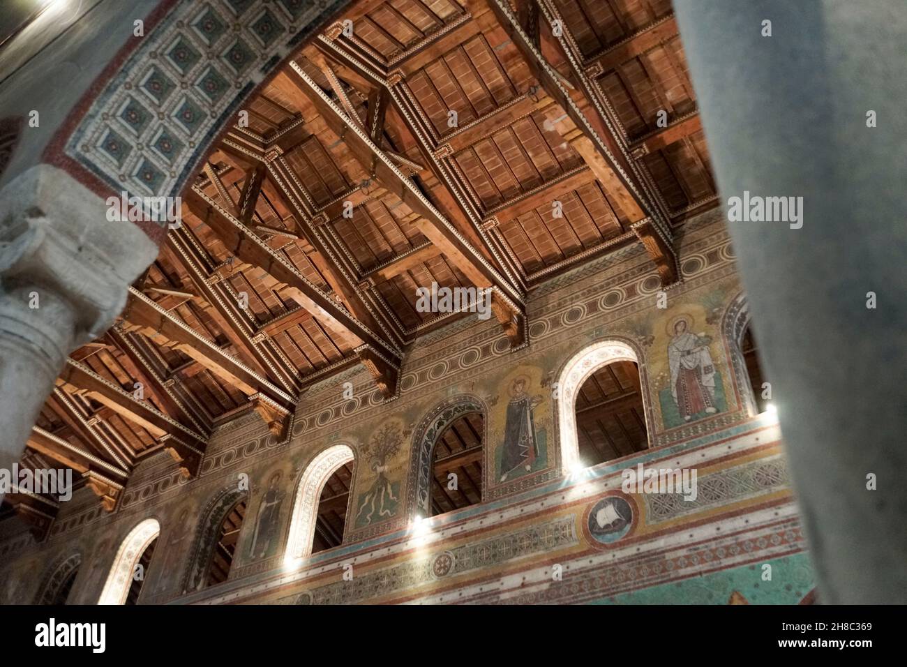 San Secondiano Kathedrale, Decke, Orange Flagge Auszeichnung, Chiusi, Toskana, Italien, Europa Stockfoto
