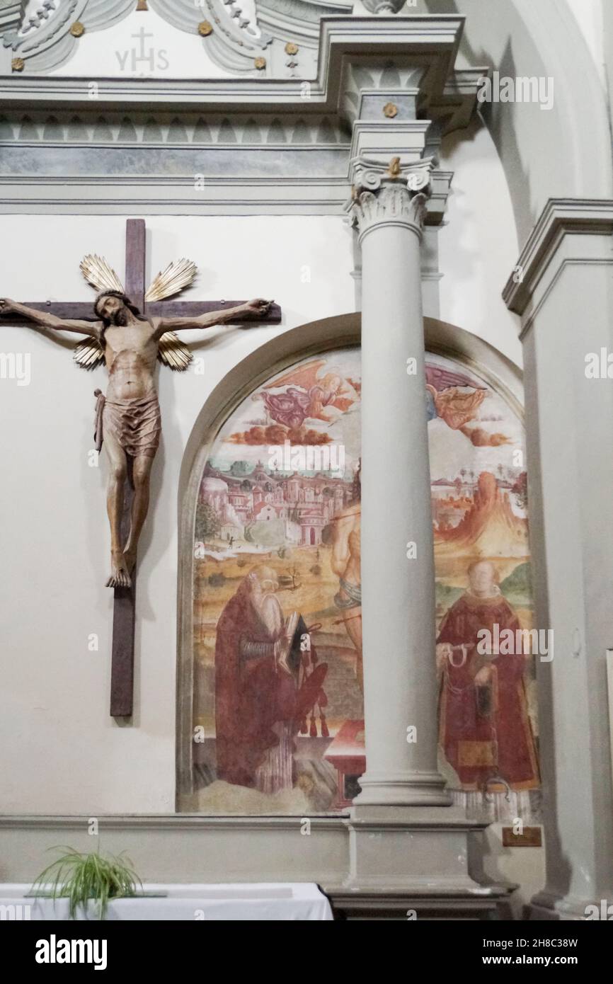 Kirche Des Heiligen Franziskus, Fresko, Auszeichnung Mit Oranger Flagge, Chiusi, Toskana, Italien, Europa Stockfoto