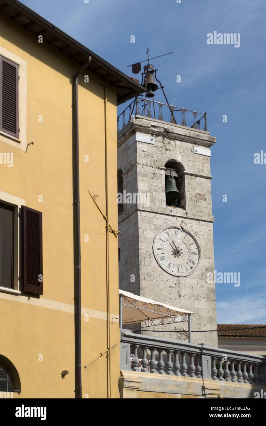 Altstadt, Uhrturm, Orange Flagge Auszeichnung, Chiusi, Toskana, Italien, Europa Stockfoto