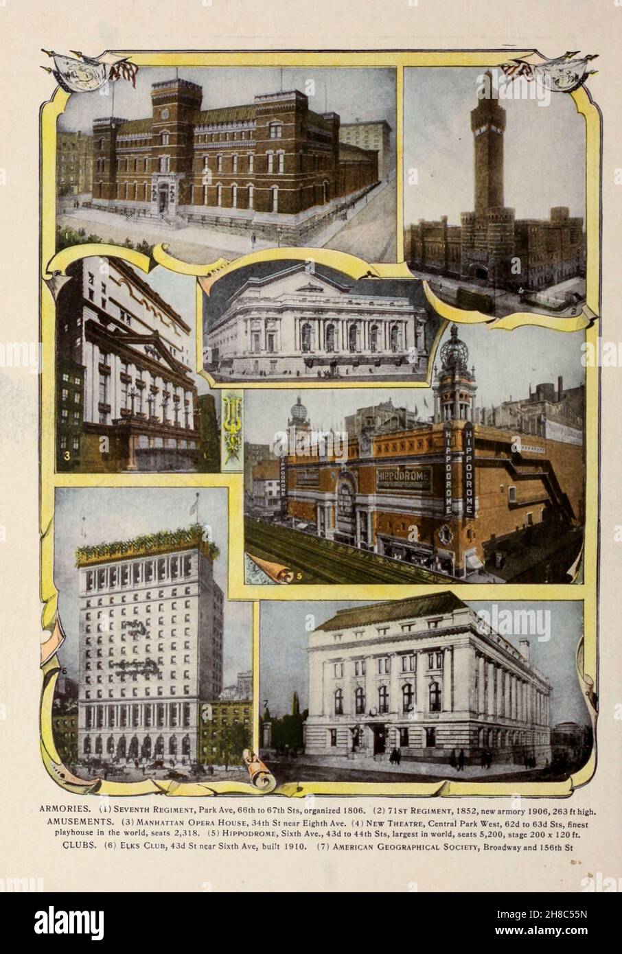 Rüstungen und Unterhaltung aus dem Buch "King's colour-graphen of New York City" Veröffentlicht in New York von M. King, inc. Im Jahr 1910 Stockfoto