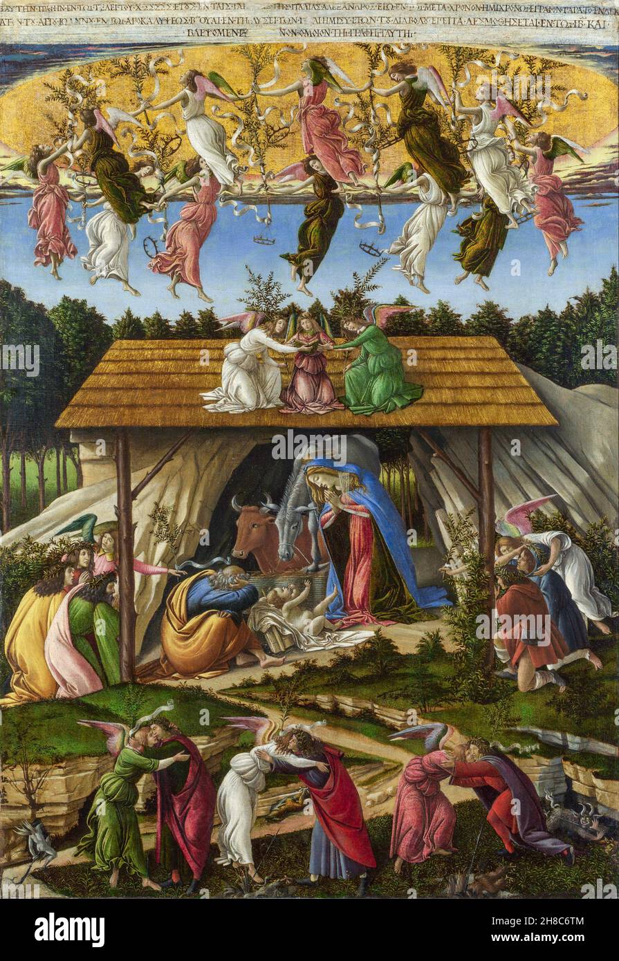 Sandro Botticelli, Mystische Geburt, 1500, Öl auf Leinwand, Nationalgalerie, London, Großbritannien. Stockfoto