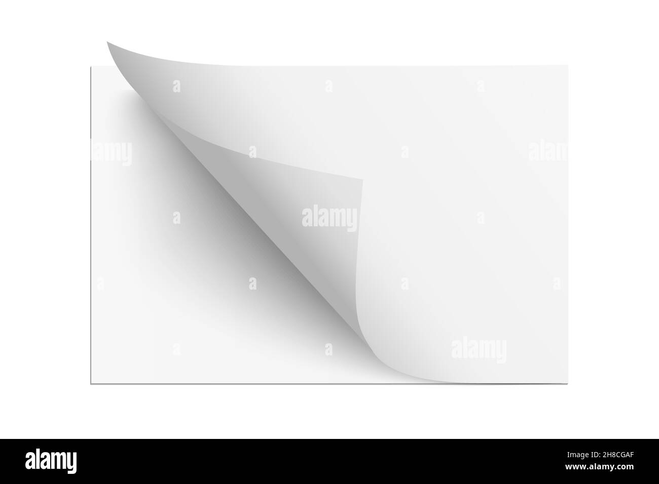 Blatt mit Wellpapier, Ecke, Vektorgrafik. 3D leeres neues Dokumentblatt mit Schatten auf leerem Buchalbum oder Magazin, realistische Vorlage Stock Vektor