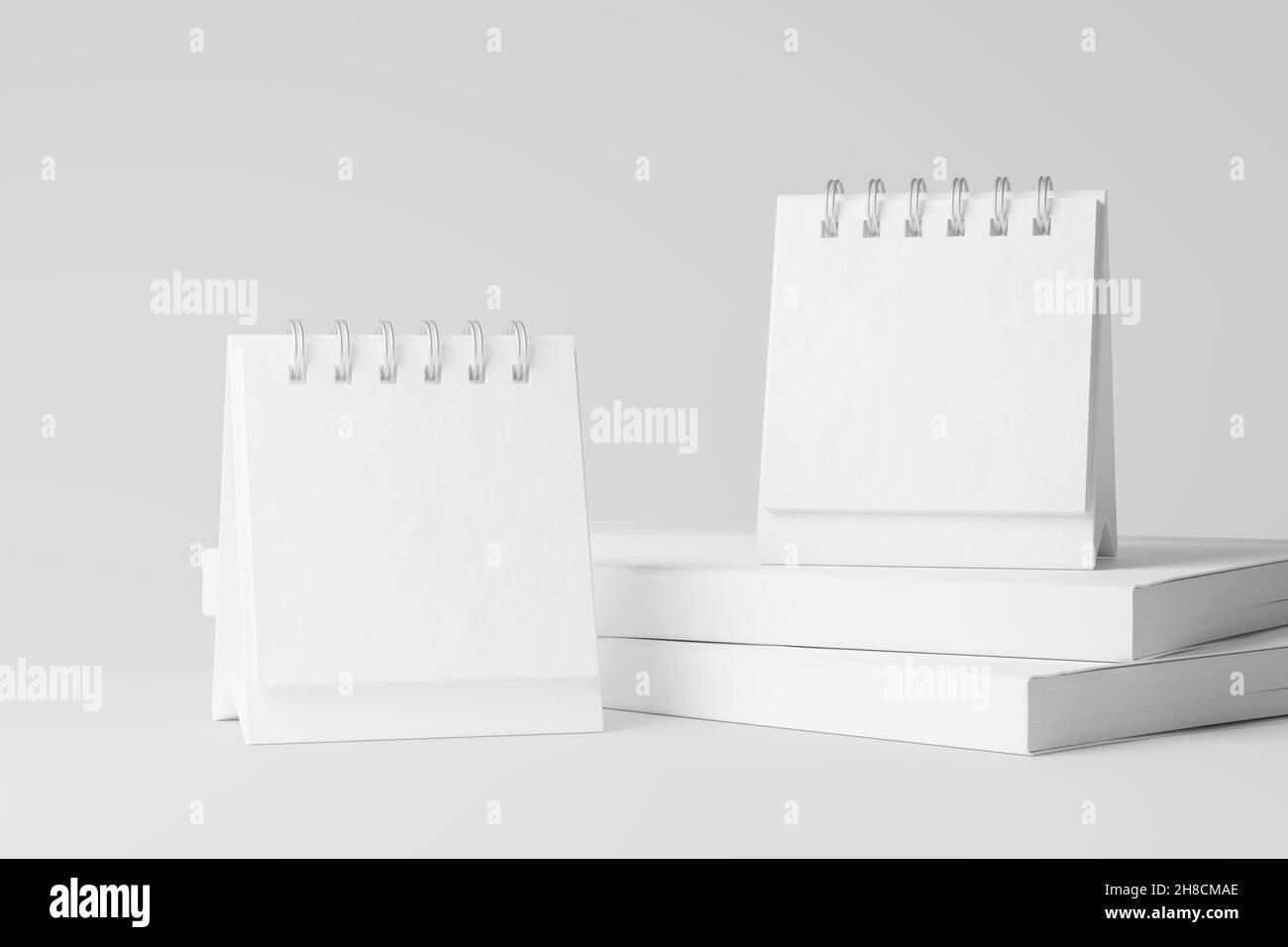 Mini-Tischkalender Weiß leer 3D Rendering Mockup Stockfoto