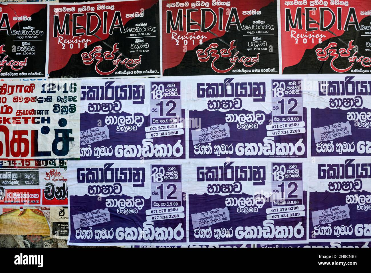 Sri Lanka, die Provinz La d'Uva, die Provinz Uva, ville, Staadt, Stadt, publicité, Werbung, Werbung « koreanisch lernen » Stockfoto