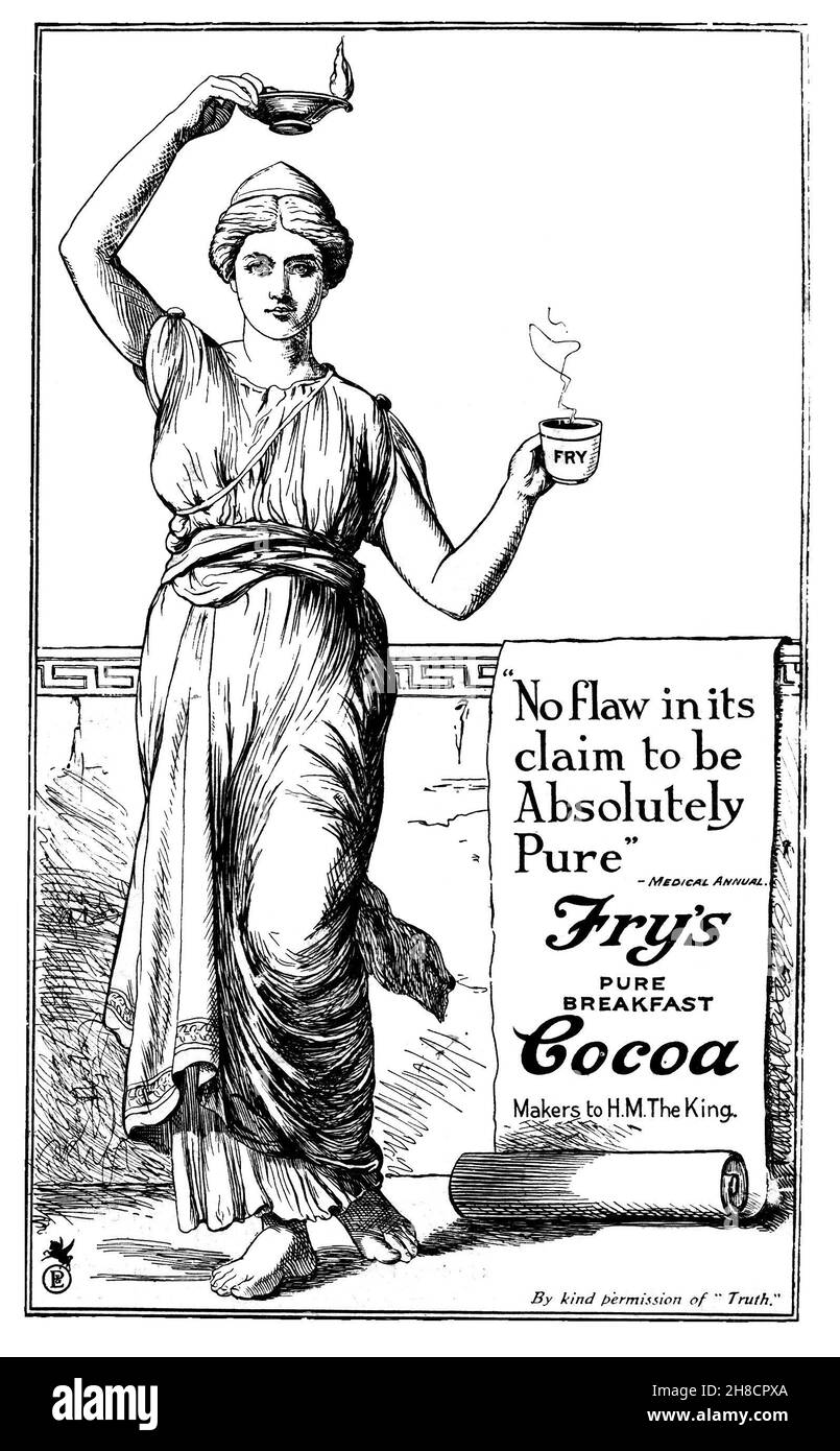Ein Vintage-Werbespot für Fry's Kakaogetränk Stockfoto