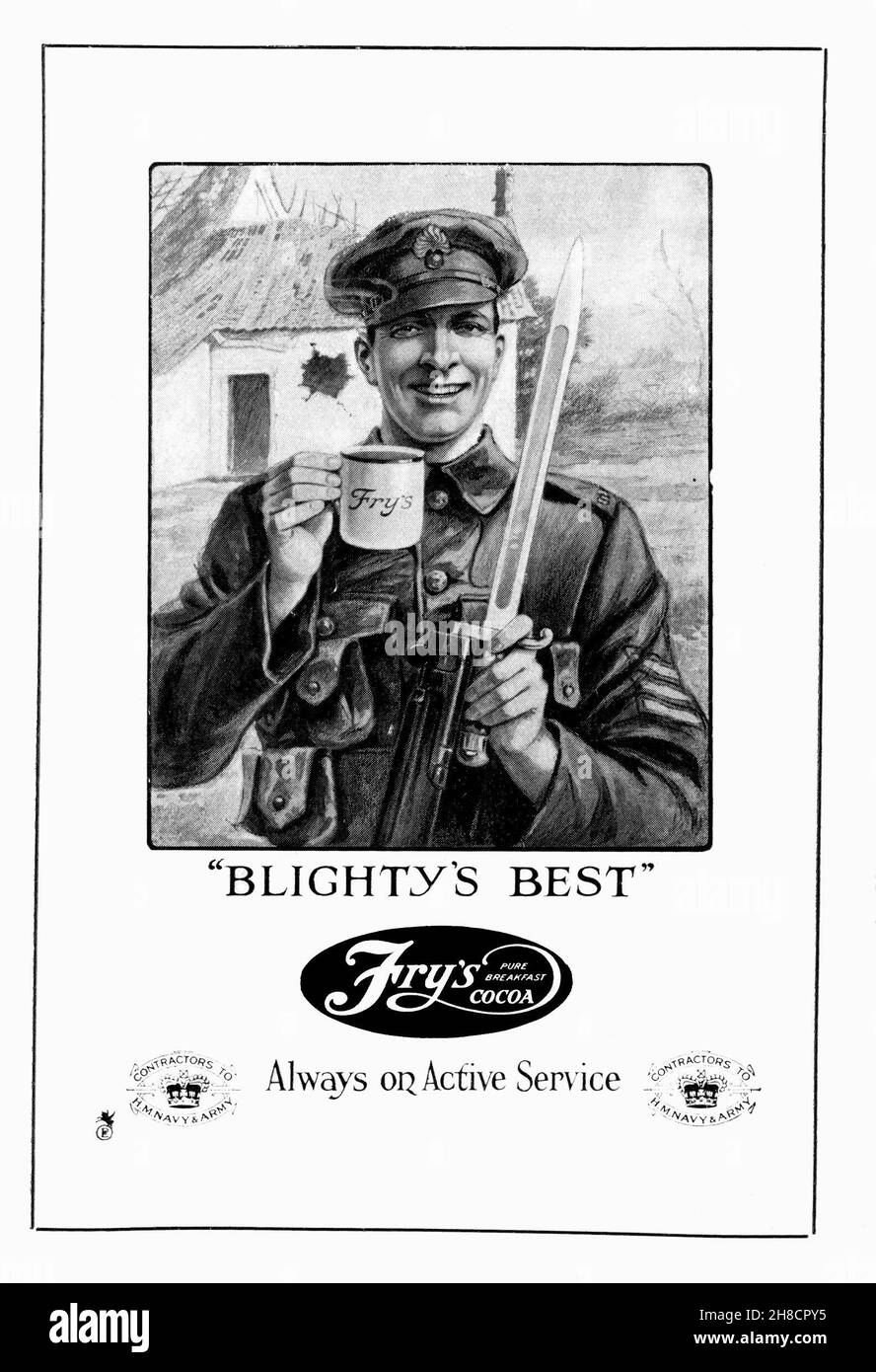 Ein Vintage-Werbespot für Fry's Kakaogetränk Stockfoto