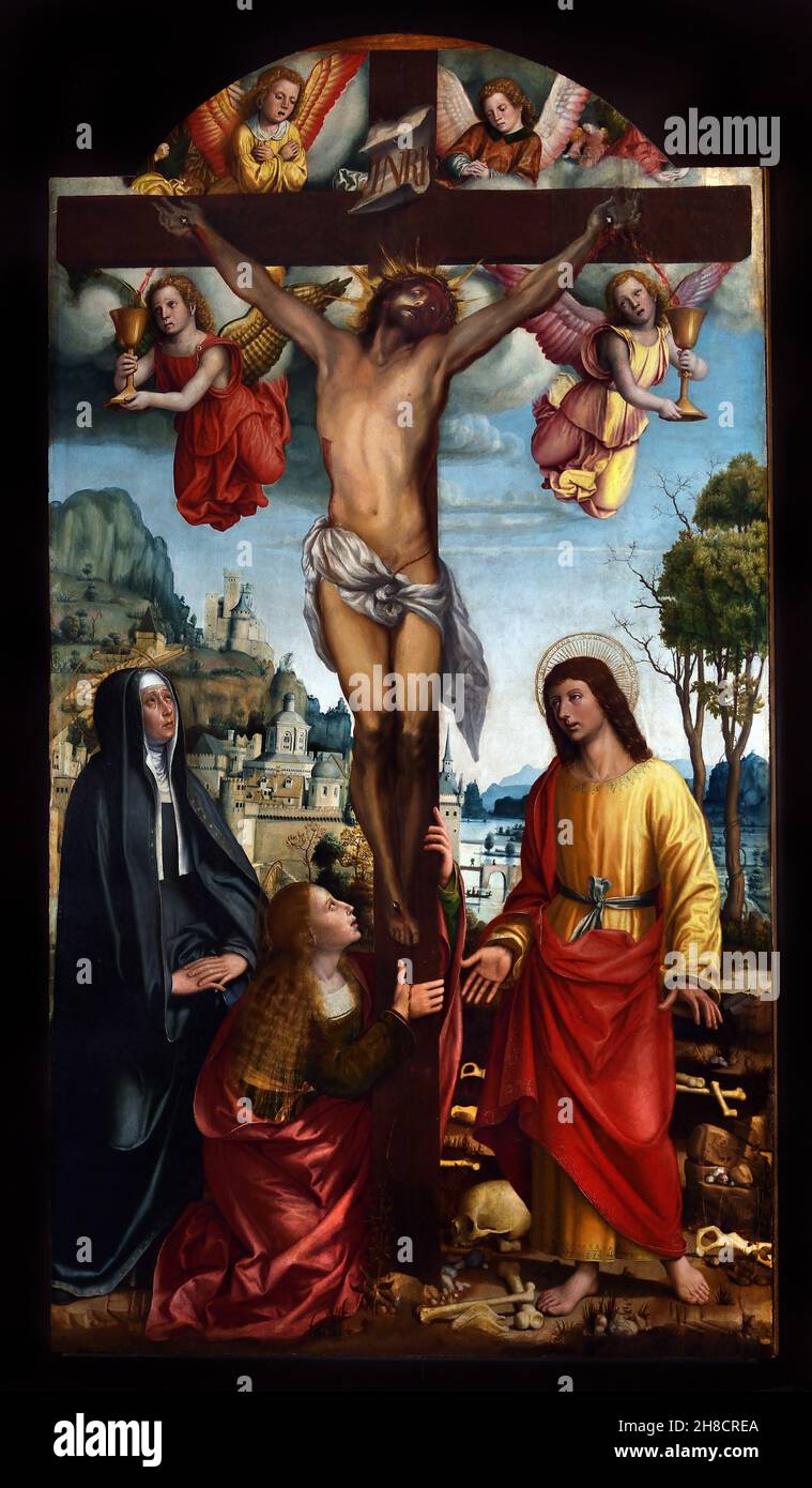 Kreuzigung Jesu Christi, unbekannter Maler, zweites Viertel des 16th. Jahrhunderts, Italien, Italienisch. Museo Diocesano (Genua) Stockfoto
