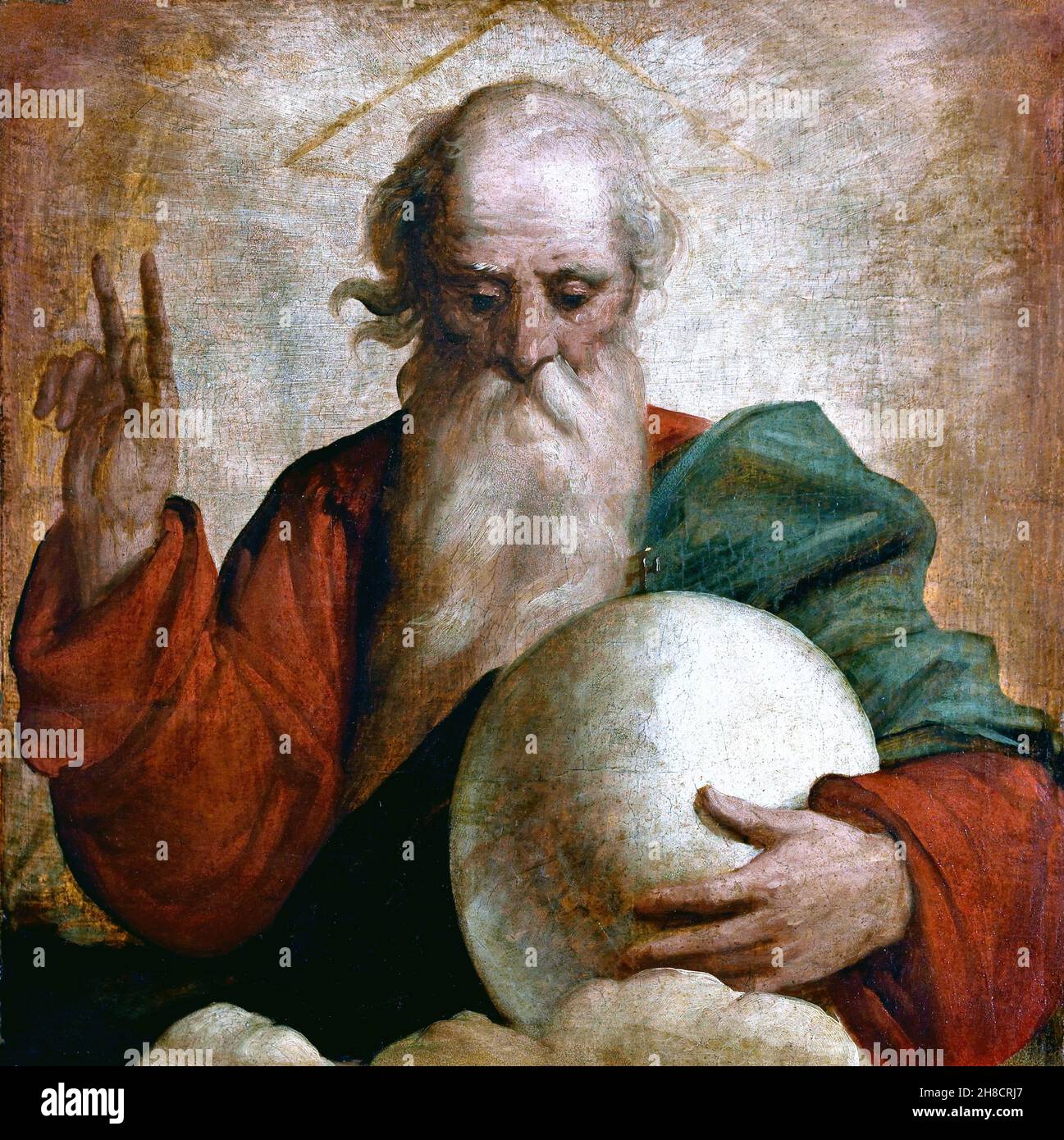 Segnung Gottes des Vaters von Luca Cambiaso 1527-1585 Italien, Italienisch. Museo Diocesano (Genua, ) Luca Cambiaso auch bekannt , Luca Cambiasi , Luca Cangiagio , Cangiaxo Stockfoto
