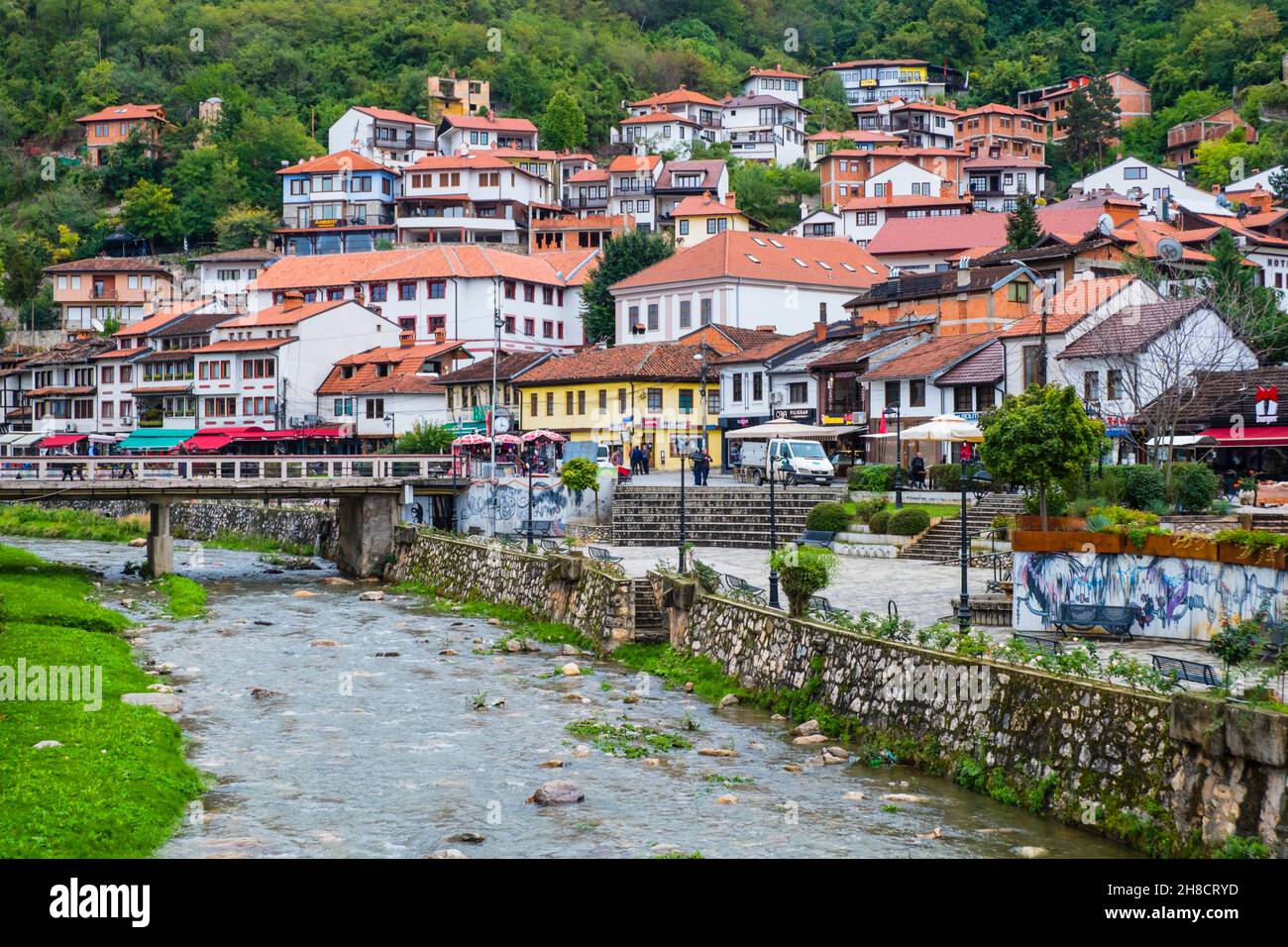 Bistrica Riverside, Prizren, Kosovo Stockfoto