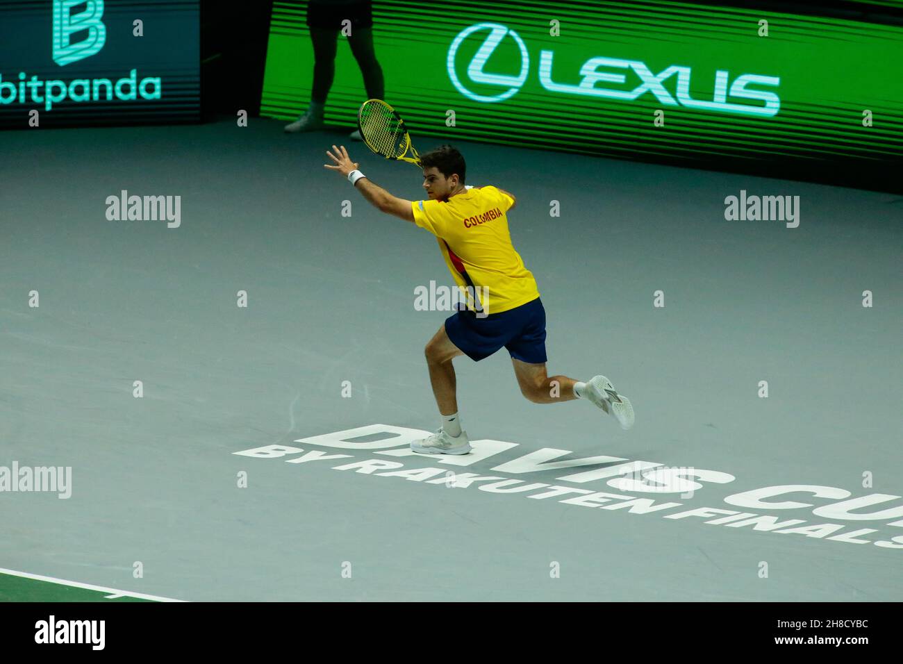 Nicolas Mejia aus Kolumbien während des Davis Cup 2021, Tennisspiels zwischen den Vereinigten Staaten und Kolumbien am 28. November 2021 im Pala Alpitour in Turin, Italien - Foto: Nderim Kaceli/DPPI/LiveMedia Stockfoto