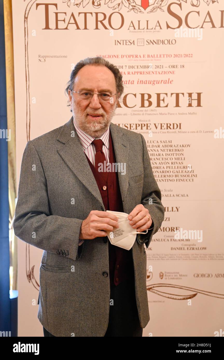 Mailand, Italien. 29th. November 2021. Mailand -Teatro alla Scala Präsentation der Premiere - Macbeth- auf dem Foto: Riccardo Chailly Kredit: Unabhängige Fotoagentur/Alamy Live News Stockfoto