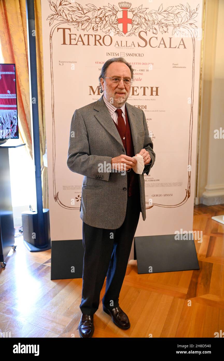 Mailand, Italien. 29th. November 2021. Mailand -Teatro alla Scala Präsentation der Premiere - Macbeth- auf dem Foto: Riccardo Chailly Kredit: Unabhängige Fotoagentur/Alamy Live News Stockfoto