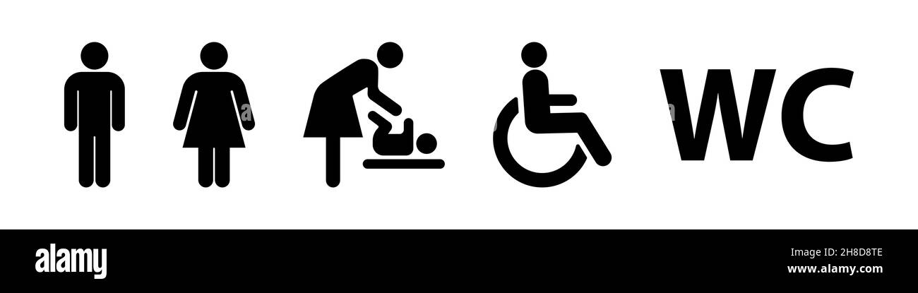 Symbol für WC-Toilette gesetzt Stock Vektor