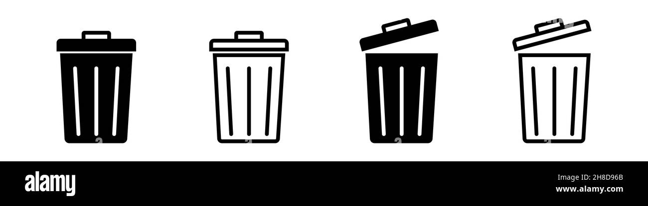 Papierkorb Symbol Set einfaches Design Stock Vektor