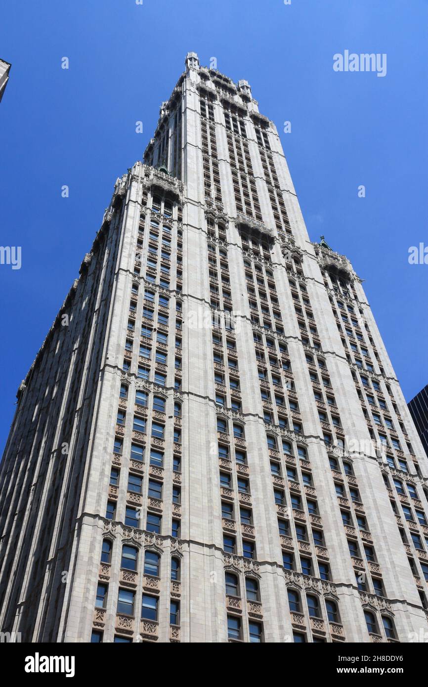 NEW YORK, USA - Juli 6, 2013: Woolworth außen Blick in New York. Woolworth Building war das höchste in der Welt von 1913 bis 1930. Stockfoto