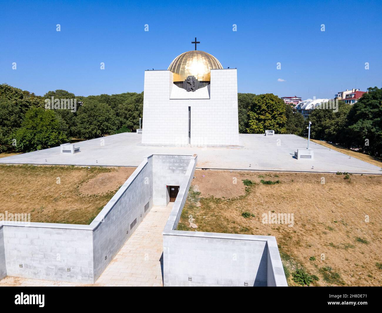 Fantastische Aussicht auf das Pantheon der Helden der Nationalen Wiedergeburt in der Stadt Ruse, Bulgarien Stockfoto