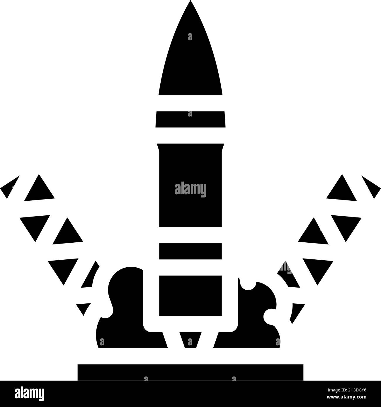 Abbildung des Symbolvektors für Raketenstartglyphen Stock Vektor