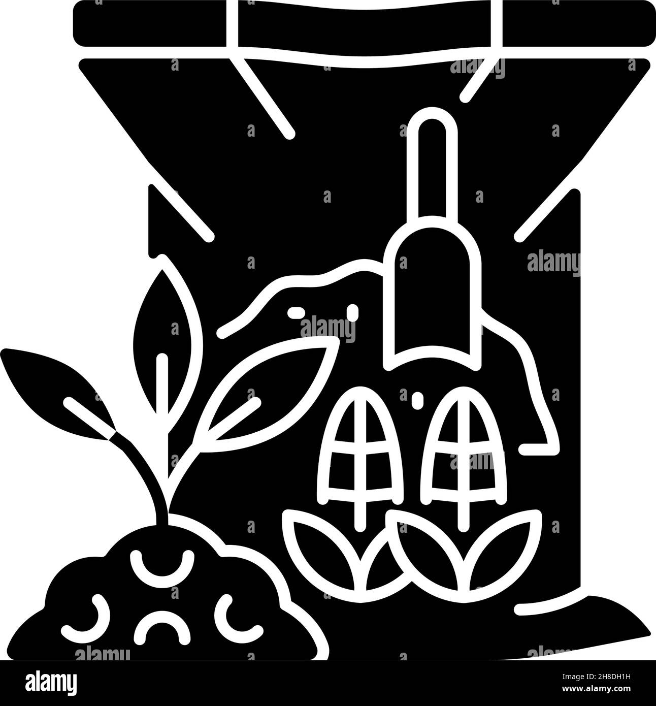 Maisgluten-Gericht, schwarzes Glyphen-Symbol Stock Vektor