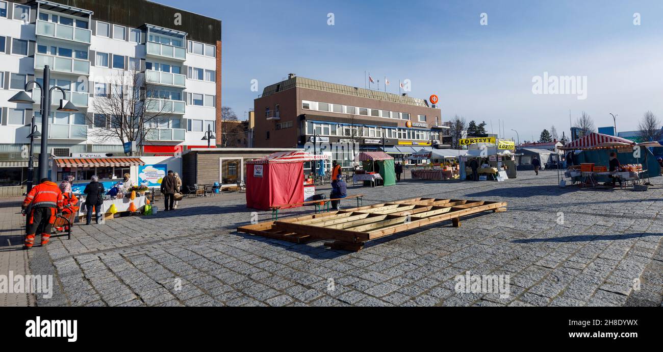 Pieksämäki Marktplatz im Sommer, Finnland Stockfoto