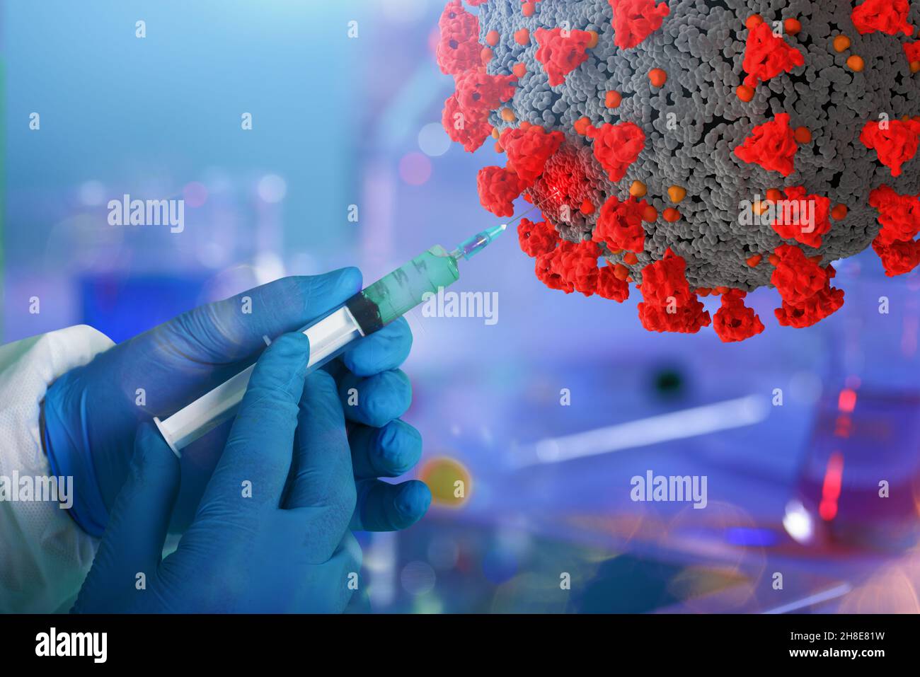 Medizinische Studie mit Impfstoff gegen Covid-19-Virusinfektion Stockfoto