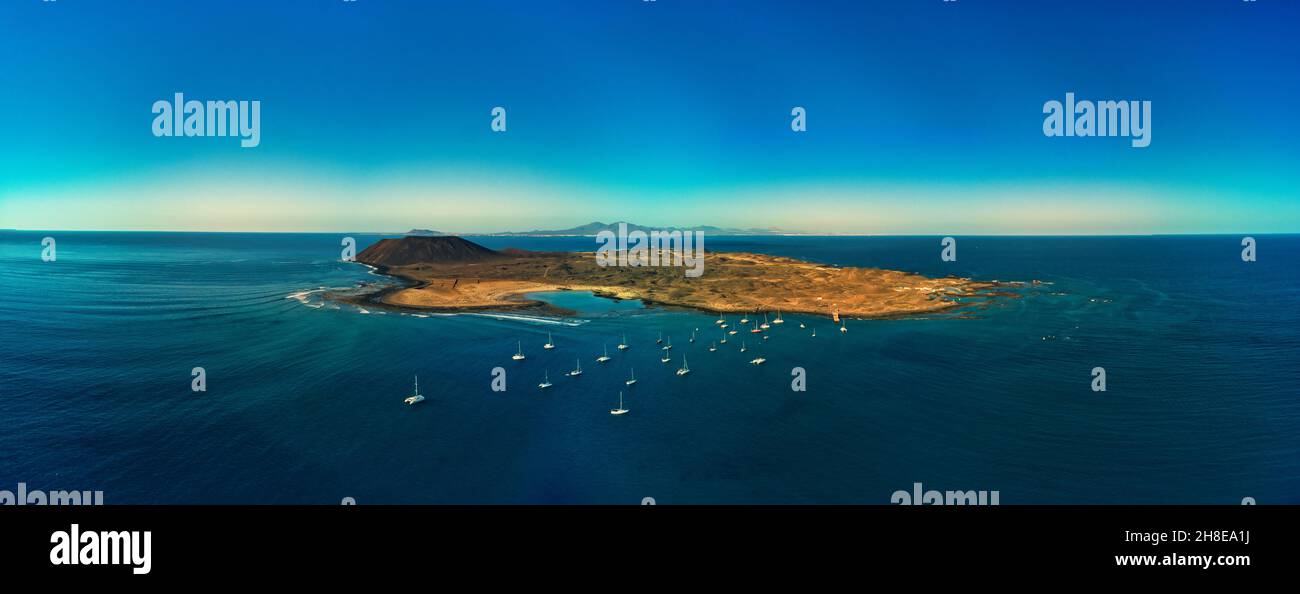 Schöner Panoramablick über Isla de Lobos Fuerteventura Kanarische Inseln Spanien Stockfoto