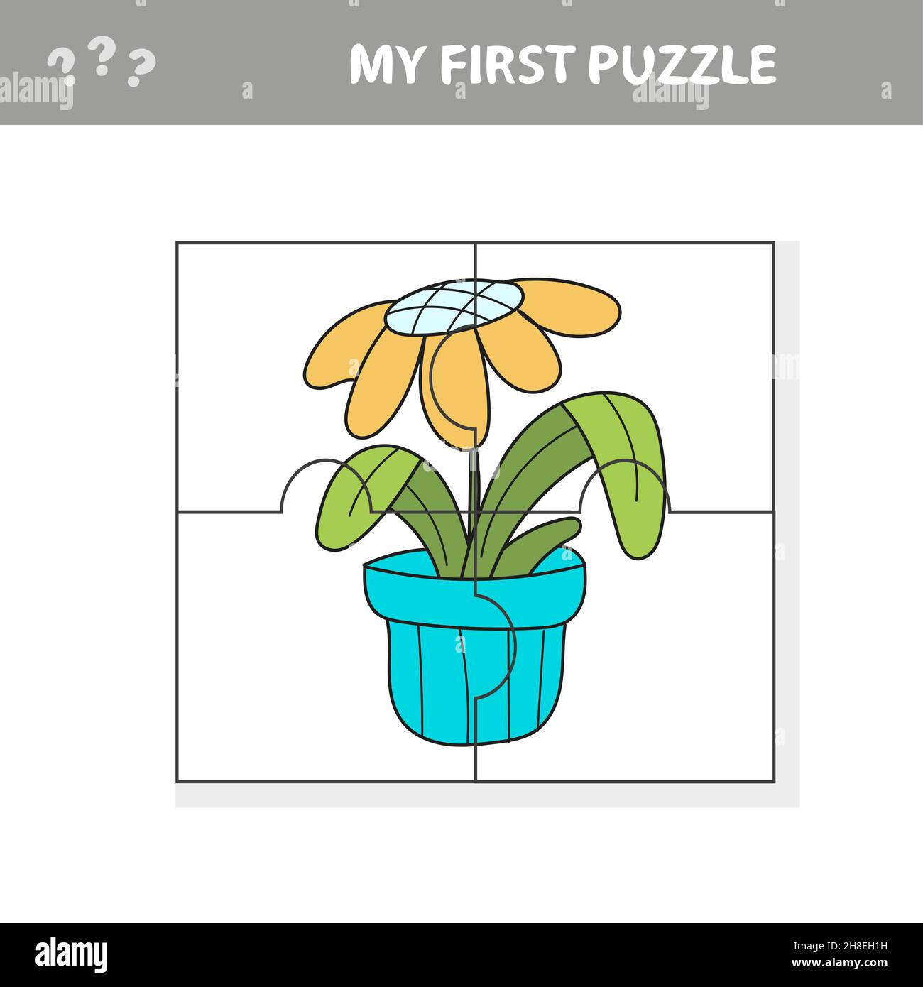 Bildung Papier Spiel fr Kinder, Blumen in einem Topf. Puzzle. Mein erstes  Rtsel Stock-Vektorgrafik - Alamy