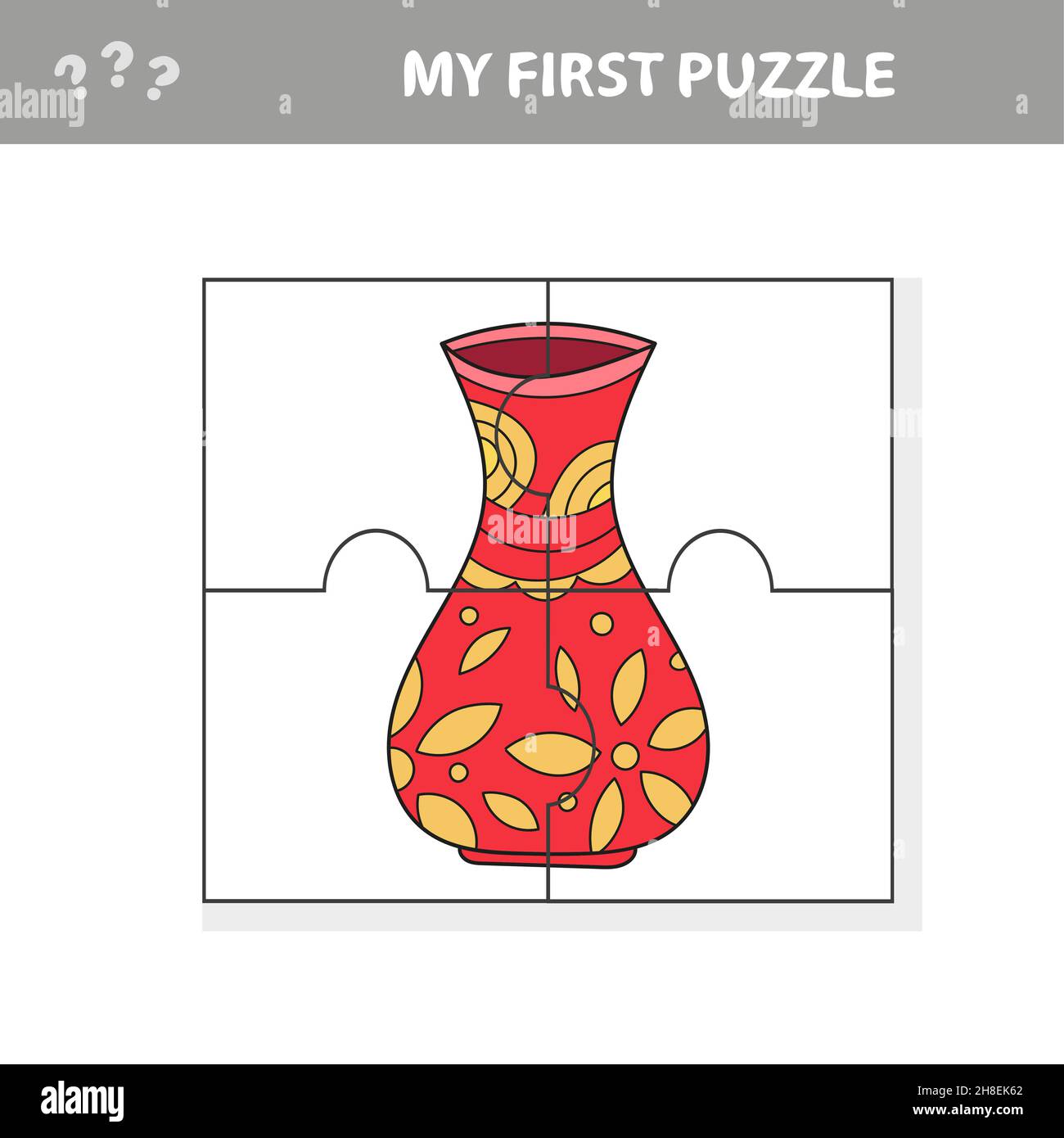 Formen der Vase - Puzzleteile. Puzzle-Spiel für Kinder. Mein erstes Rätsel Stock Vektor