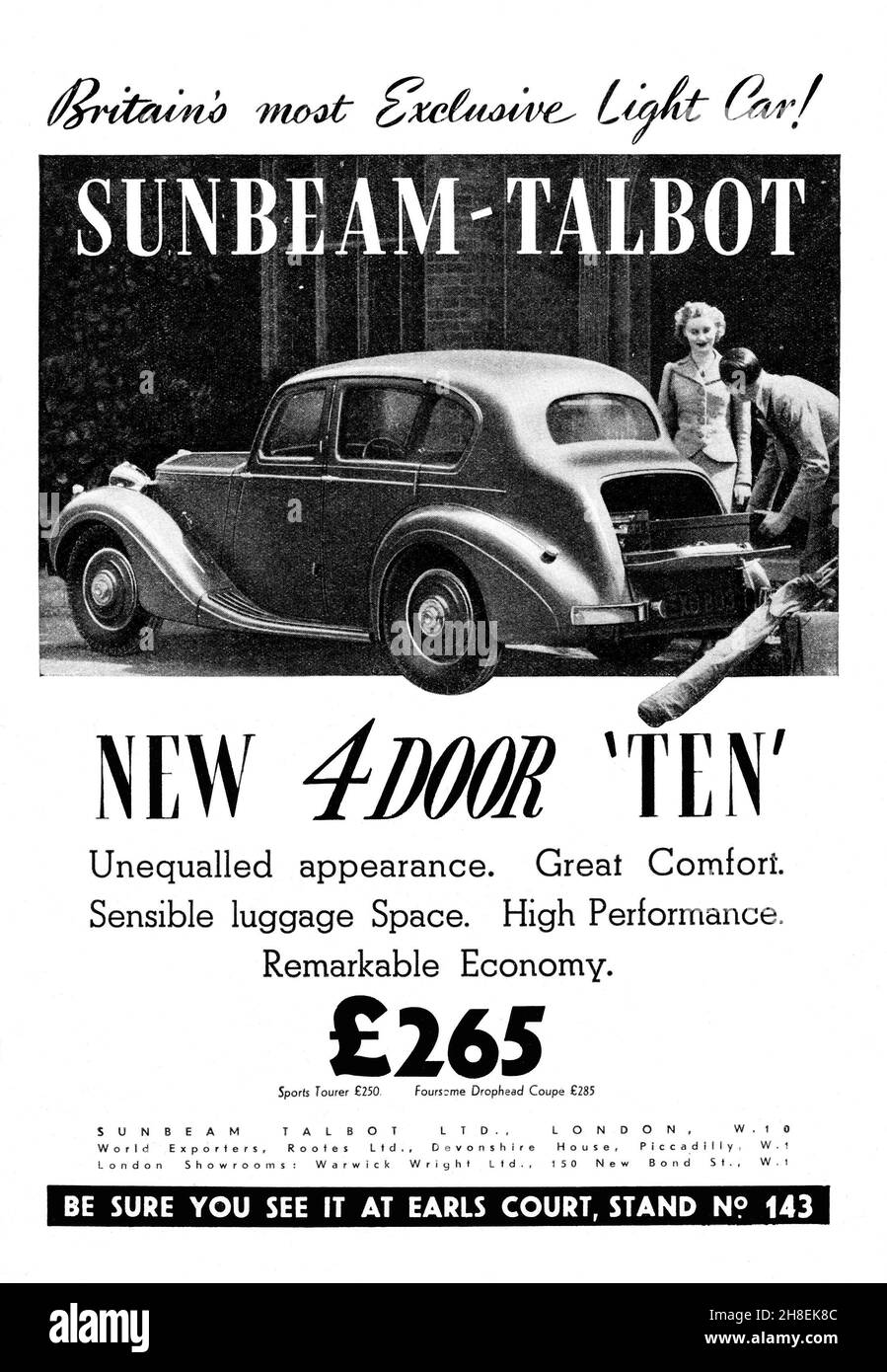 Ein Sunbeam Talbot-Werbespot aus dem Jahr 1938 aus dem Autocar Magazine Stockfoto Ein Sunbeam Talbot-Werbespot aus dem Jahr 1938 aus dem Autocar Magazine Stockfoto