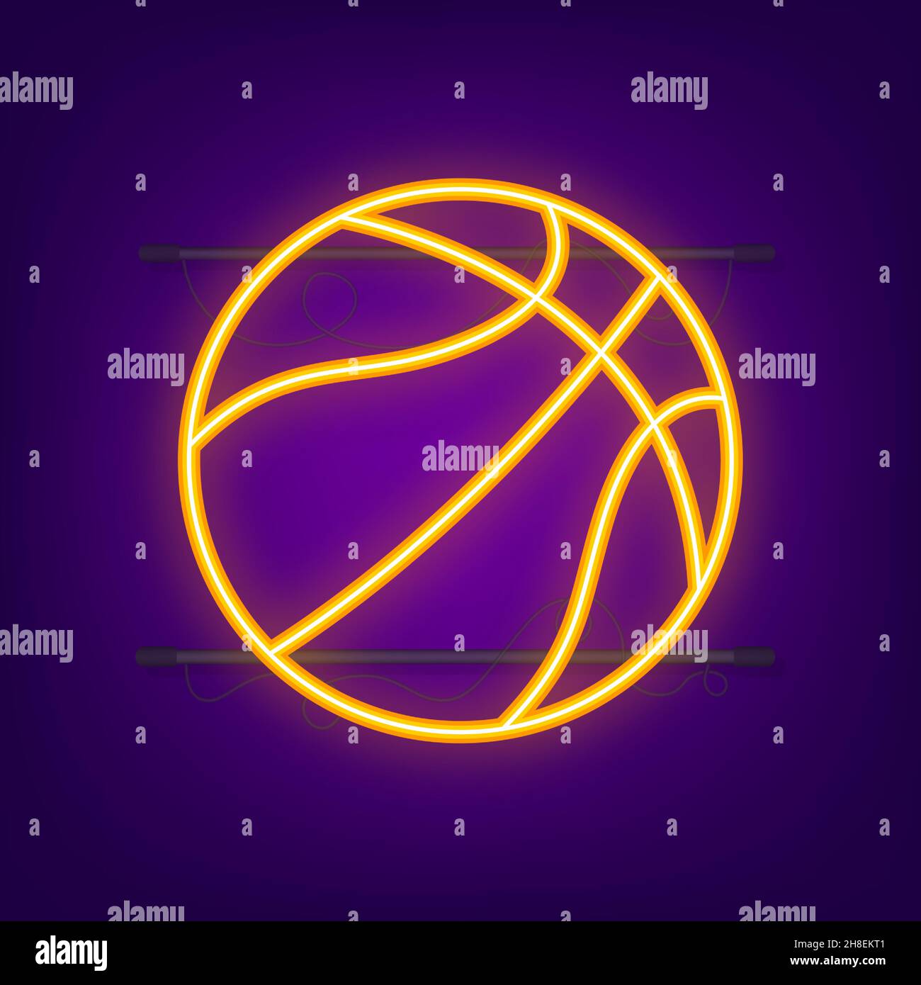 Basketball-Neonsymbol. Basketball-, Mannschaftsspiel- und Sportkonzept. Vektorgrafik Stock Vektor
