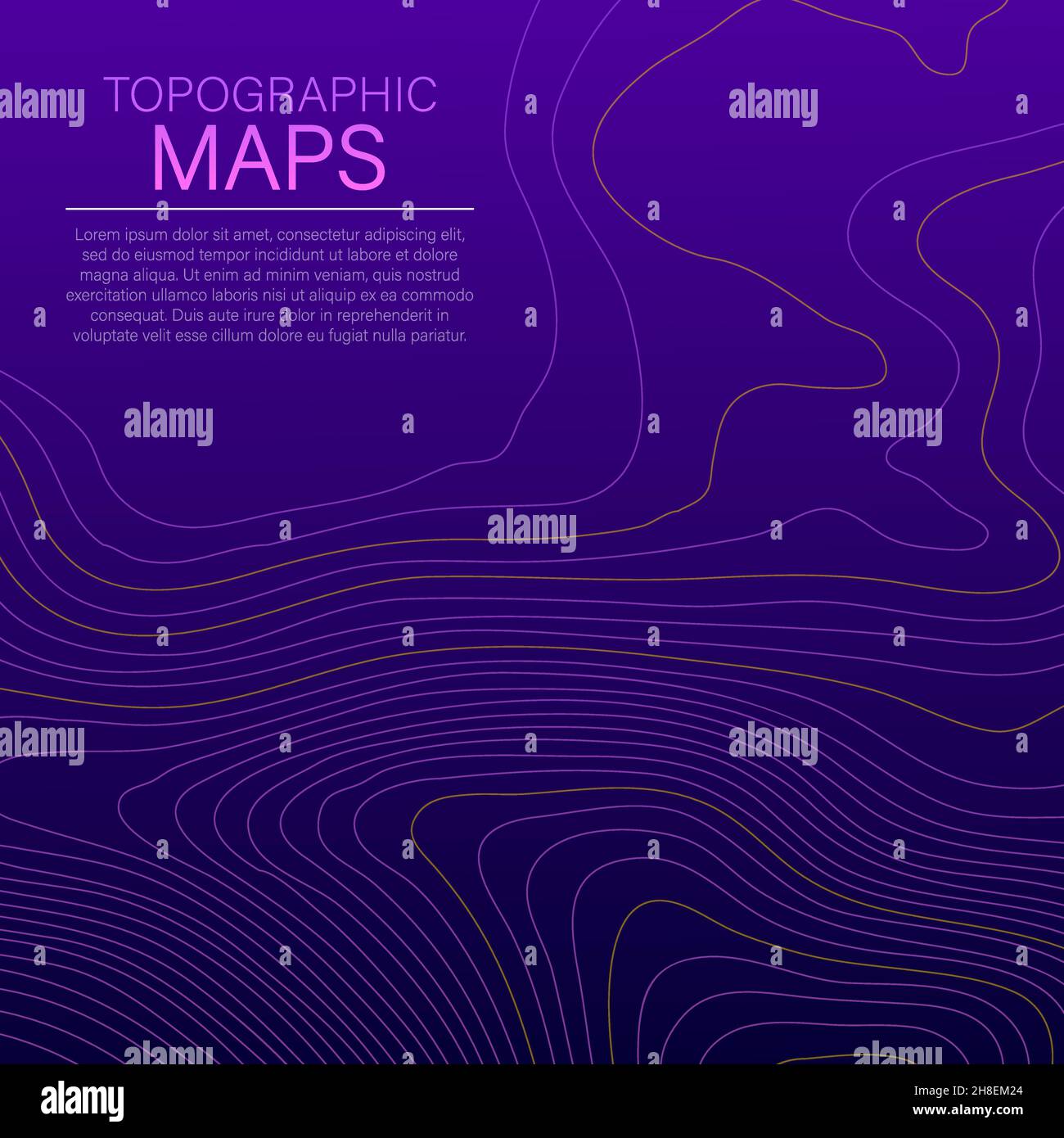 Mopographic Karte. Die stilisierte Höhe der topographischen Kontur in Linien und Konturen. Vector Illustration Stock Vektor