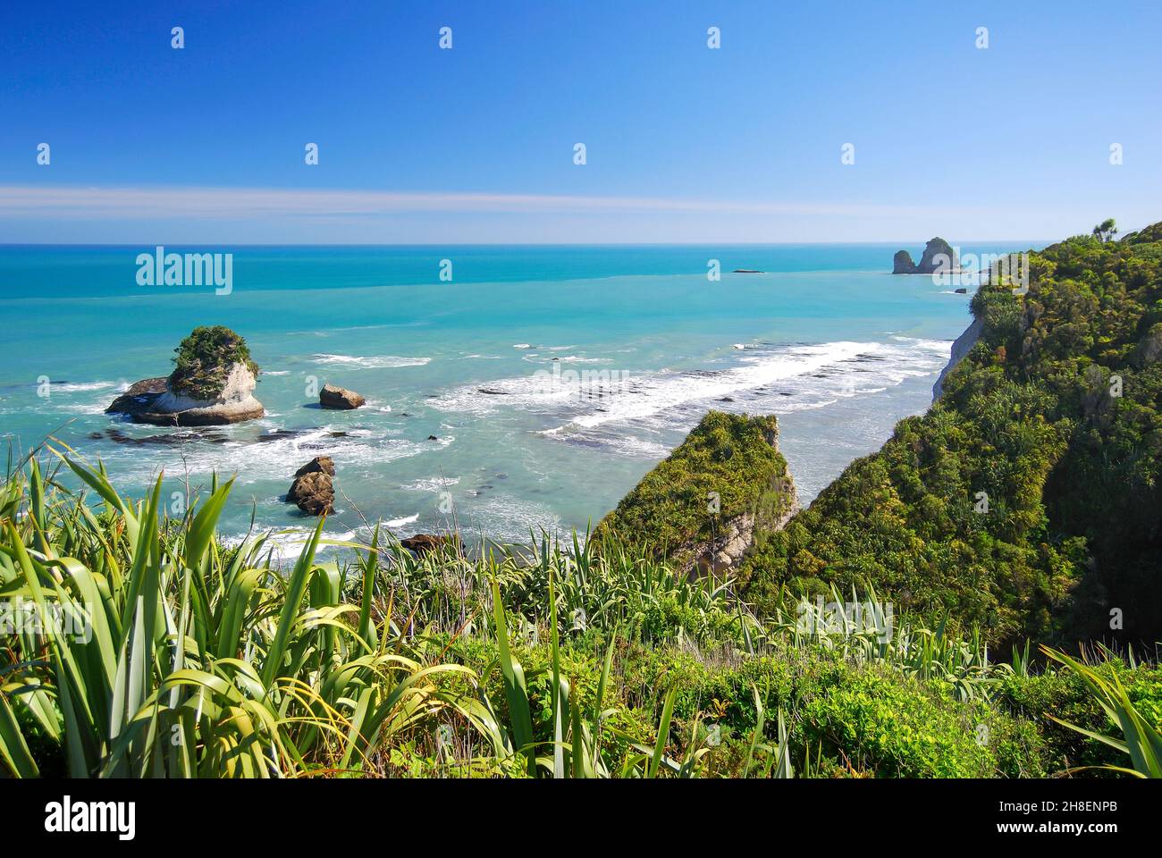 Motukiekie Felsen, in der Nähe von Greymouth, grau Bezirk, West Coast, Neuseeland Stockfoto
