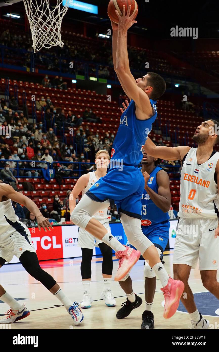 Mailand, Italien. 29th. November 2021. Diego Flaccadori (Italien) während der FIBA-WM 2023-Qualifikation - Italien gegen Niederlande, Internationale Basketballteams in Mailand, Italien, November 29 2021 Quelle: Independent Photo Agency/Alamy Live News Stockfoto