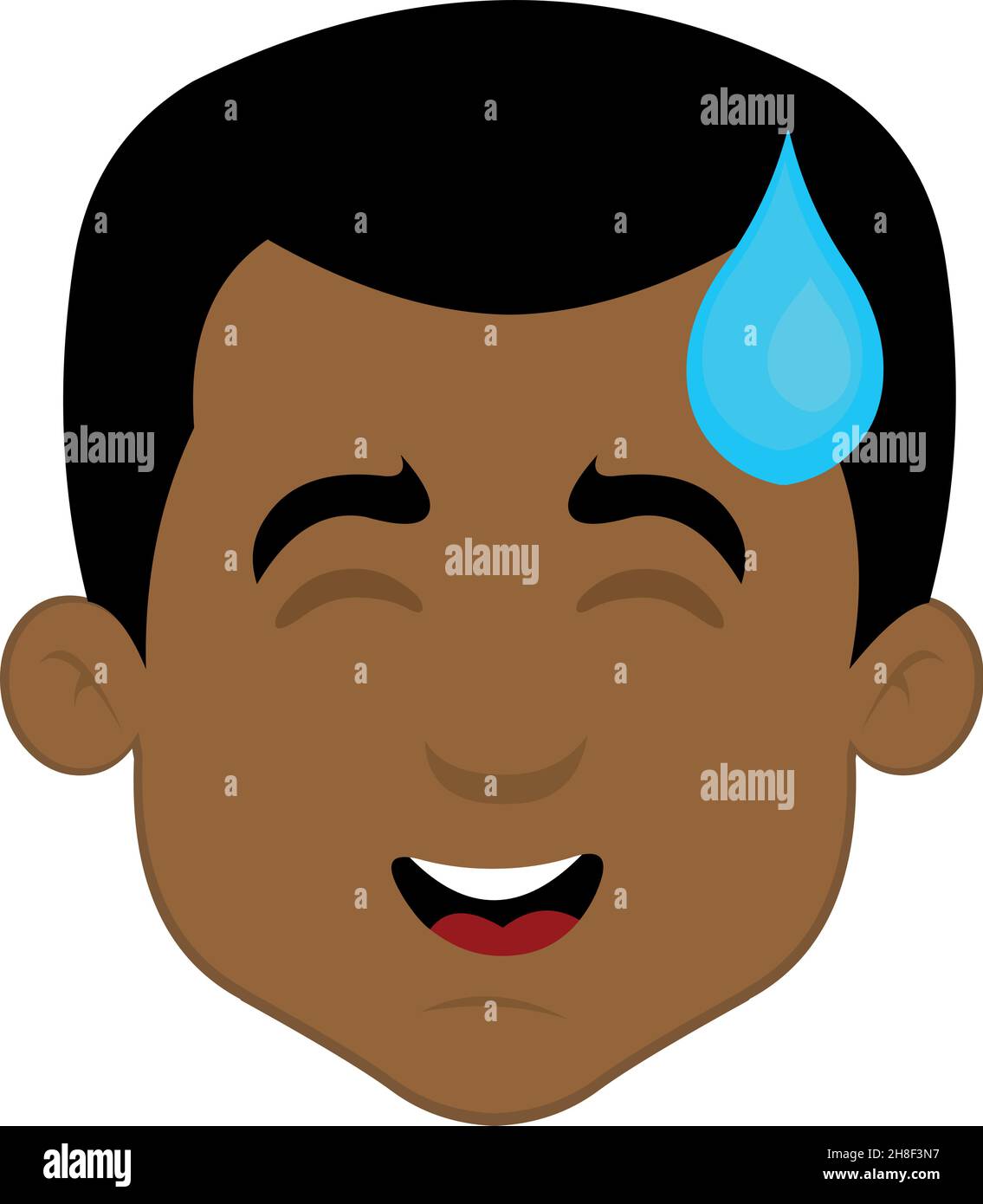 Vektor-Illustration eines Zeichentrickfilms mit einem schändlichen Ausdruck und einem Tropfen Schweiß auf dem Kopf Stock Vektor