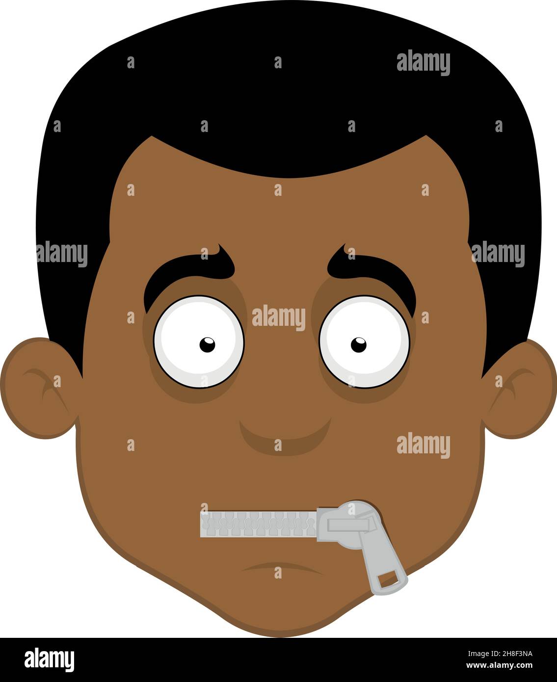 Vektordarstellung des Gesichts eines Zeichentrickfilters mit Reißverschluss im Konzept der Stille oder des Shut Up Stock Vektor