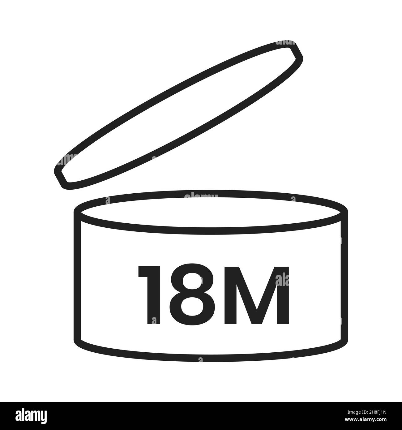 18m Zeitraum nach dem Öffnen pao Symbol Zeichen flach Stil Design Vektor Illustration isoliert auf weißem Hintergrund. Stock Vektor