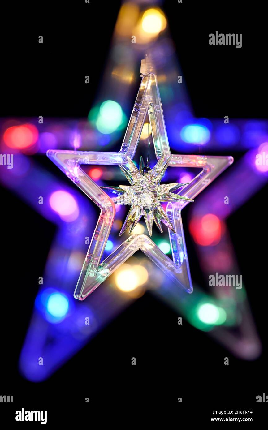 Start geformt Weihnachten Licht Dekoration Stockfoto