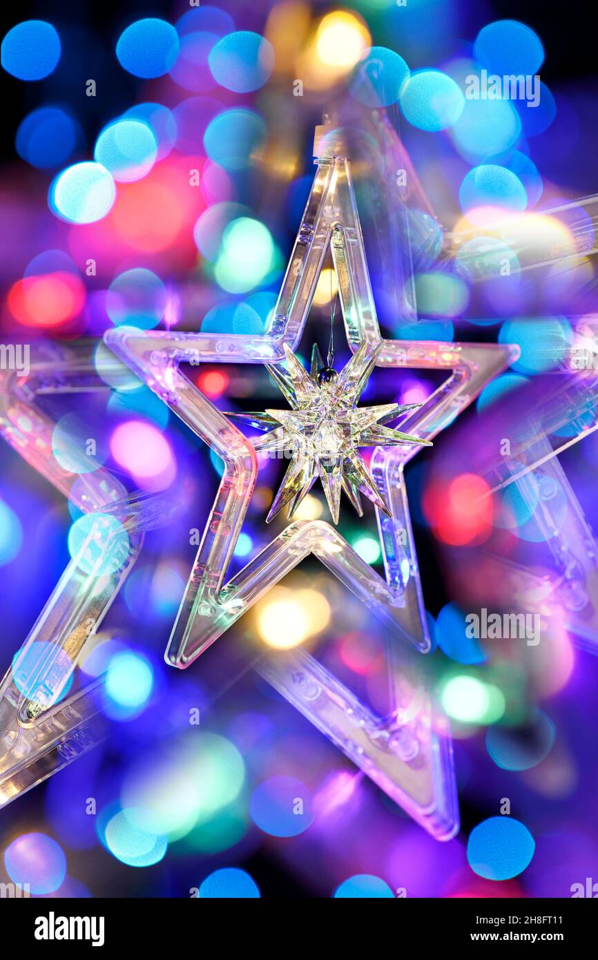 Start geformt Weihnachten Licht Dekoration Stockfoto