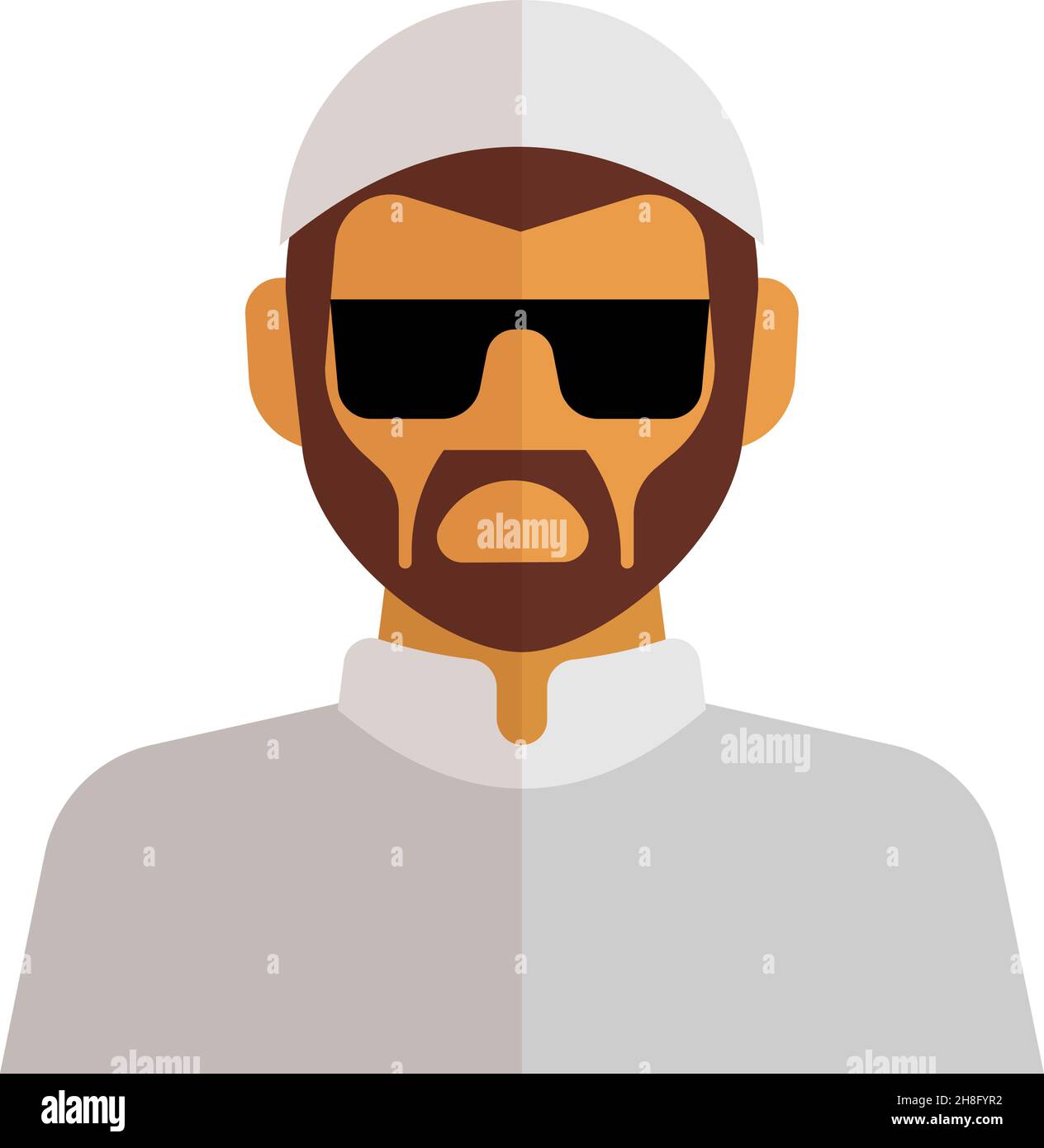 Ikone des muslimischen Mannes. Bärtiger Kerl im Sonnenbrille-Avatar Stock Vektor