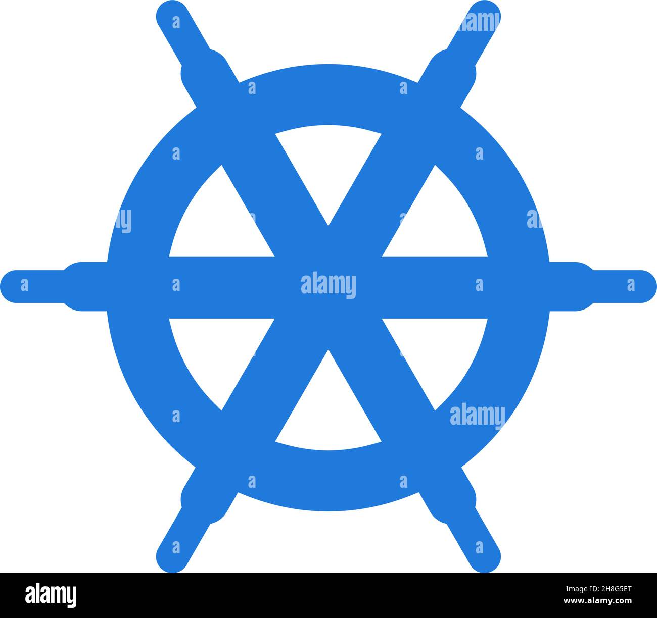Silhouette des Bootsrades. Blaues Steuerruder-Symbol. Schiffs-Steuersymbol Stock Vektor