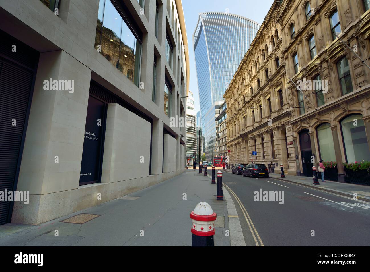 Lombard Street, Kreuzung von Gracechurch und Fenchurch Street, City of London, Großbritannien Stockfoto
