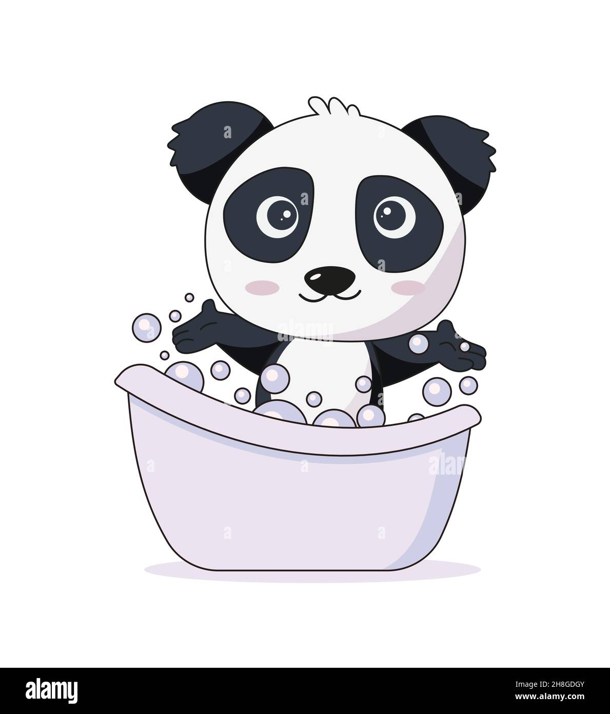 Niedliche Panda-Badewannen im Bad Vektor Illustration EPS 10 Stock Vektor