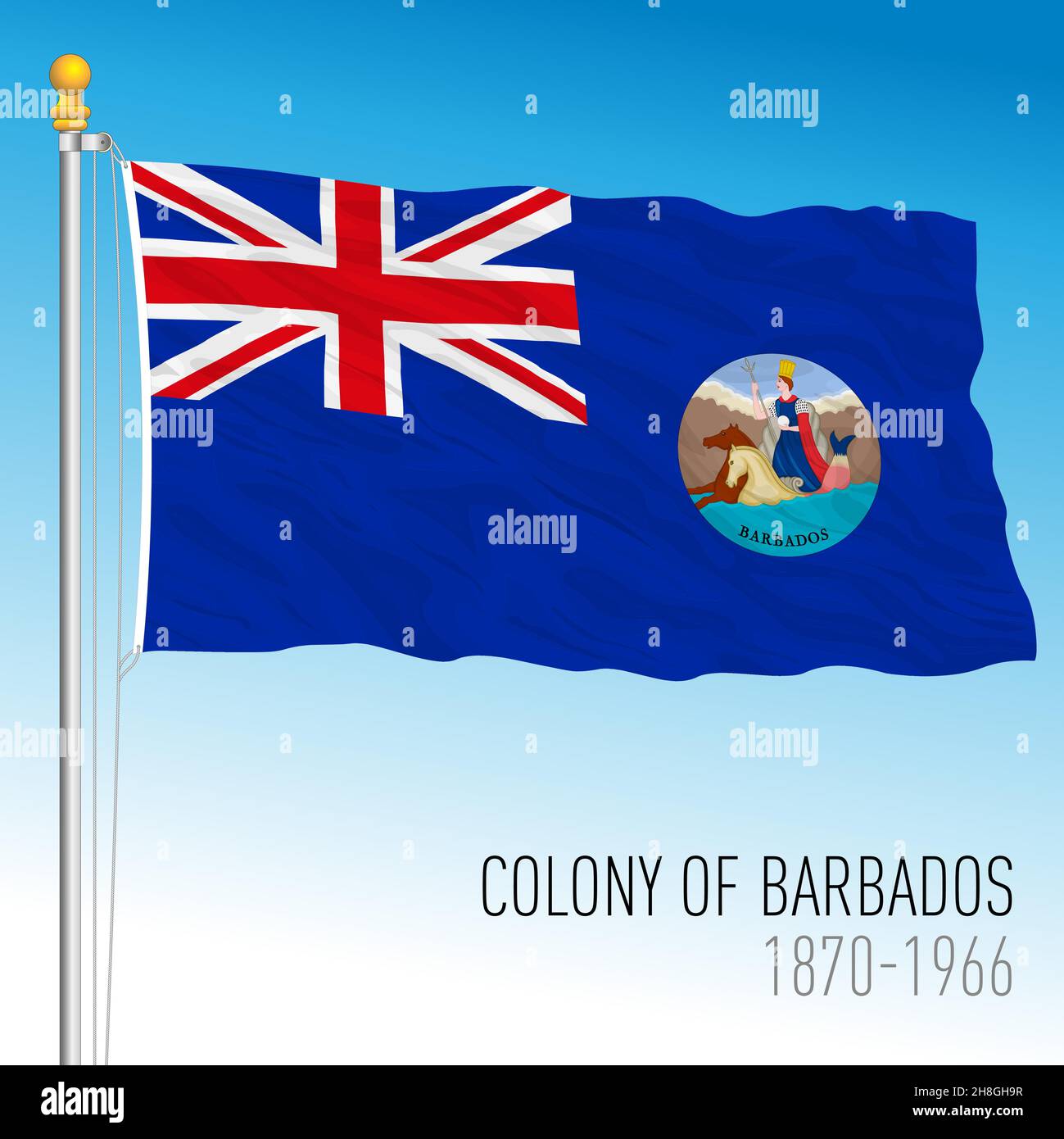 Kolonie von Barbados historische Flagge, Barbados, 1870 - 1966, Vektorgrafik Stock Vektor