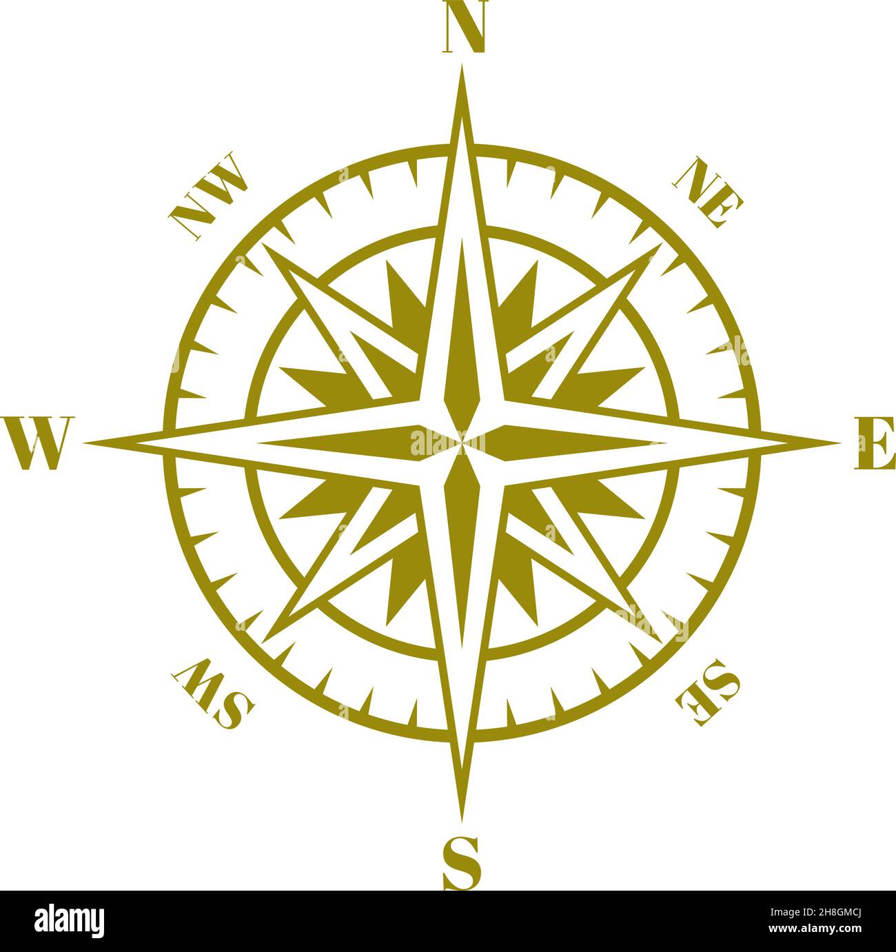 Kompasssymbol. Emblem der Windrose. Retro-Geografie-Tool Stock Vektor