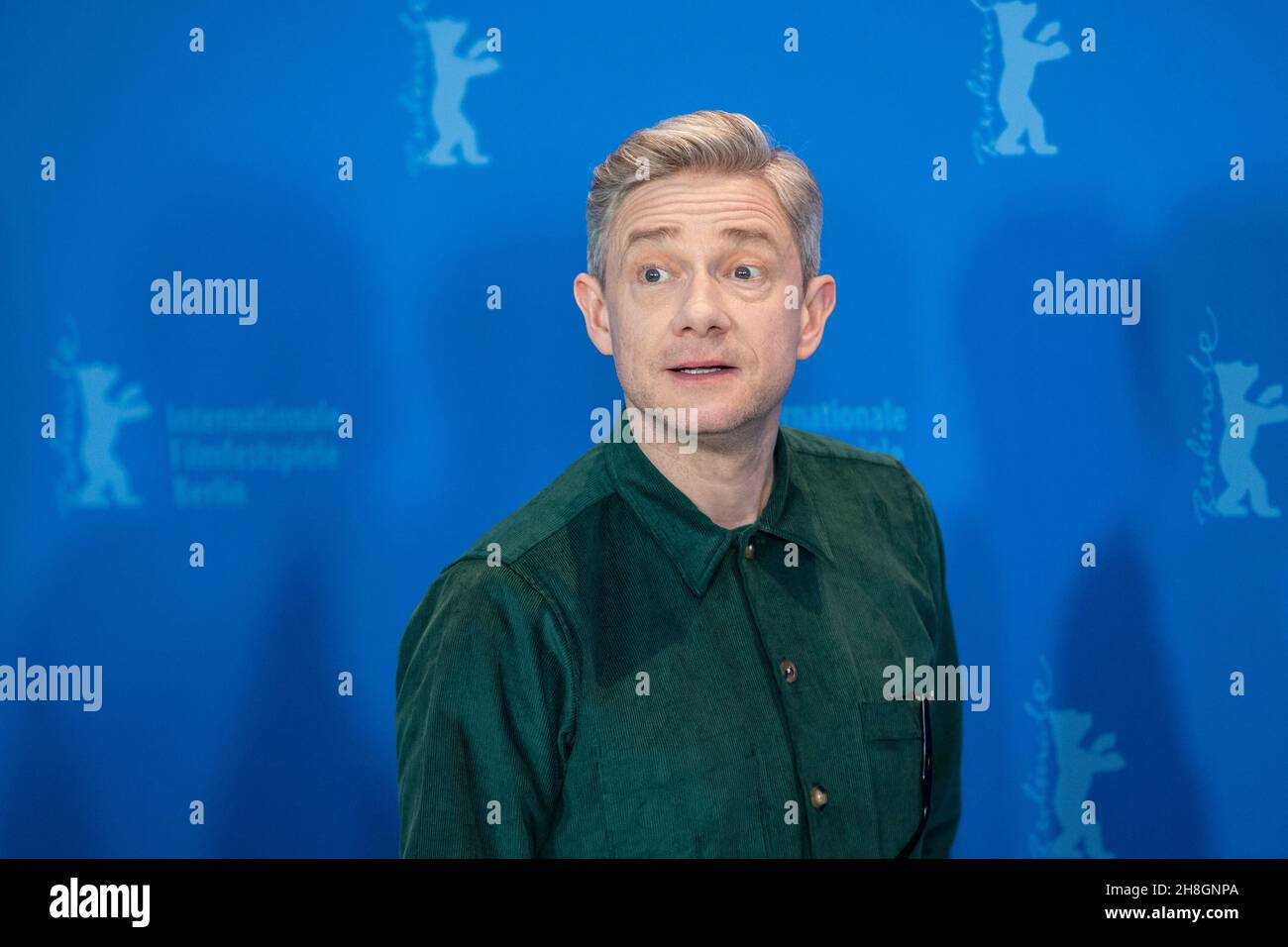 BERLIN, DEUTSCHLAND-Februar 10: Martin Freeman posiert bei der Fotoschau „The operative“ (die Agentin) während der Berlinale 69th Stockfoto